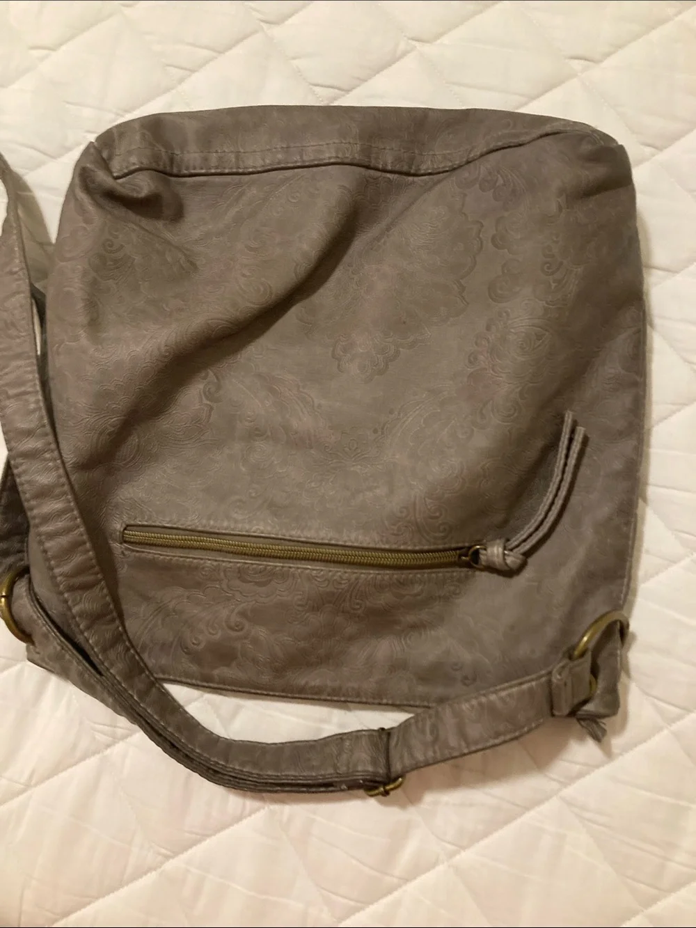 Stone Mountain Accessories Taupe Quilted Tote with Gold Plate